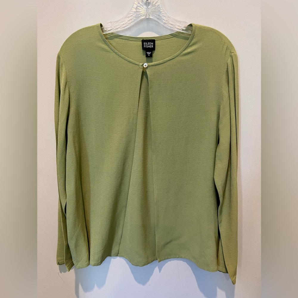 Eileen Fisher 85%Silk15 Wool  Sz Small One Button New Sage Jacket NWOT Lovely